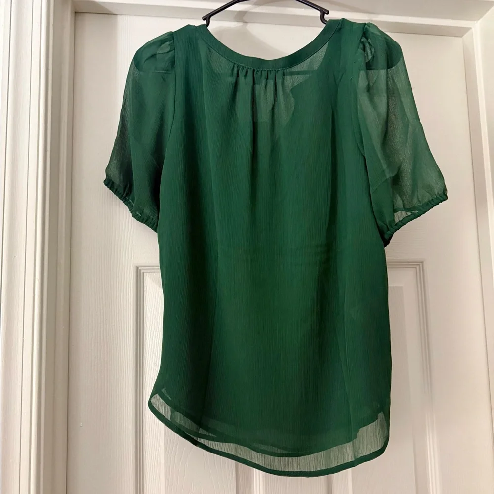 LOFT Sheer Sleeve Green Blouse